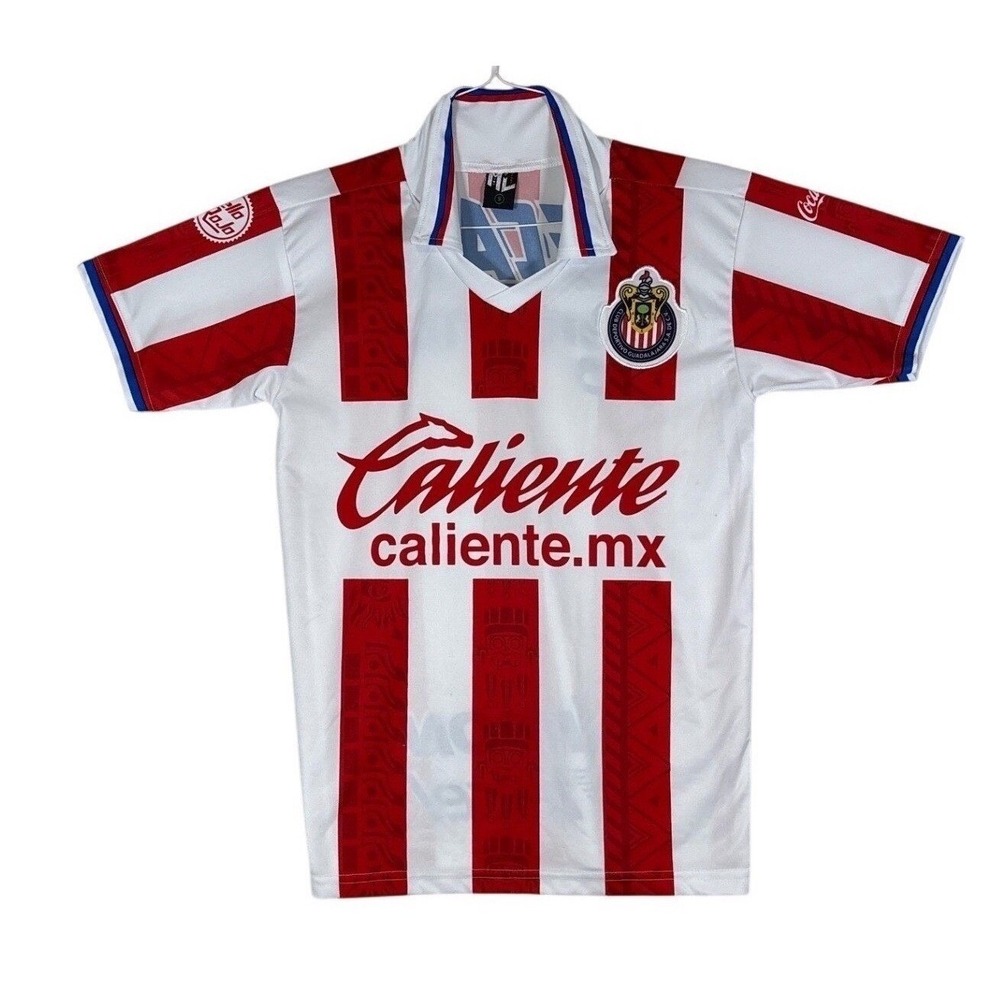 Chivas de Guadalajara Soccer Jersey Mens Small Red White Striped Caliente Mexico
